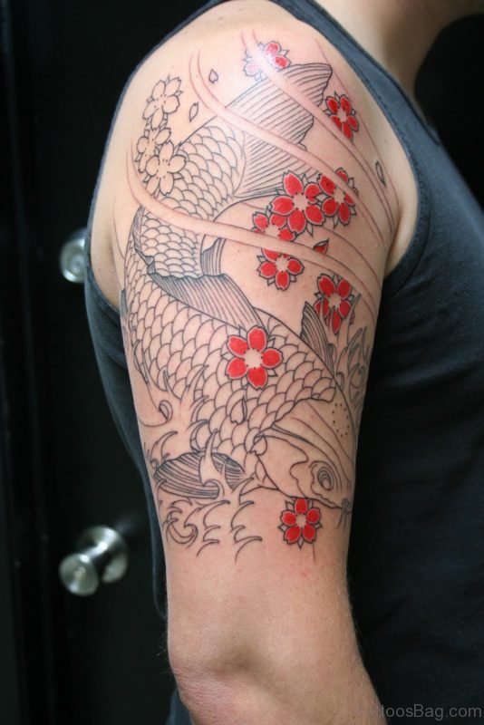 koi Fish Tattoo On Shoulder