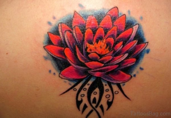 Red Lotus Flower Tattoo