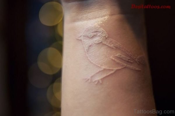 White Inked Bird Tattoo