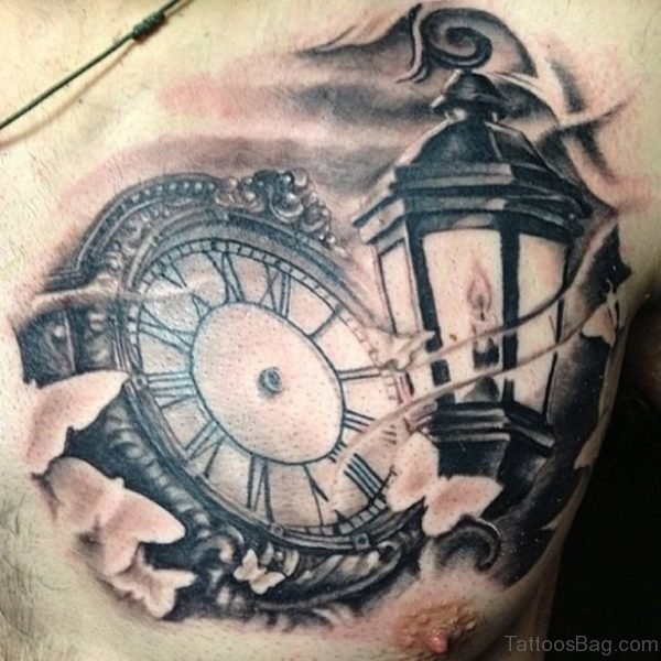 3D Clock Tattoo Design