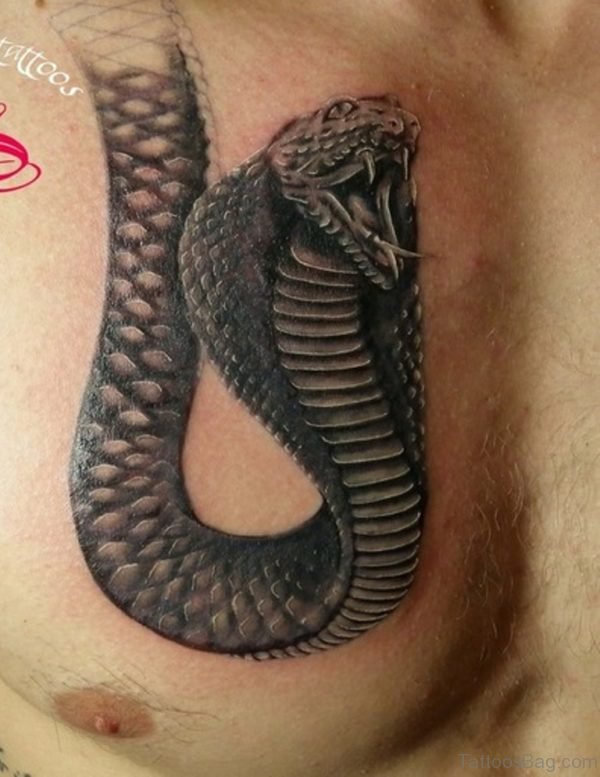 3D Cobra Tattoo On Chest