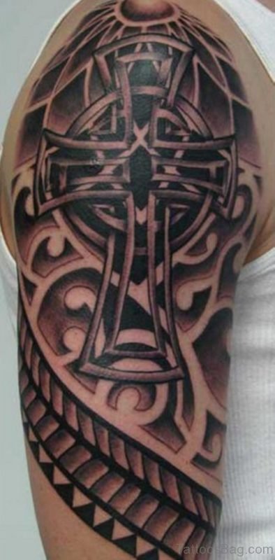 3D Cross And Celtic Tattoo