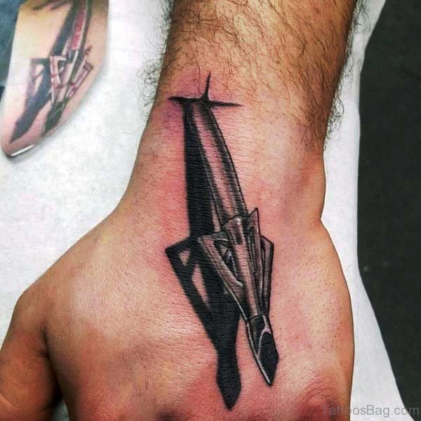 3D Realistic Arrow Tattoo On Hand 