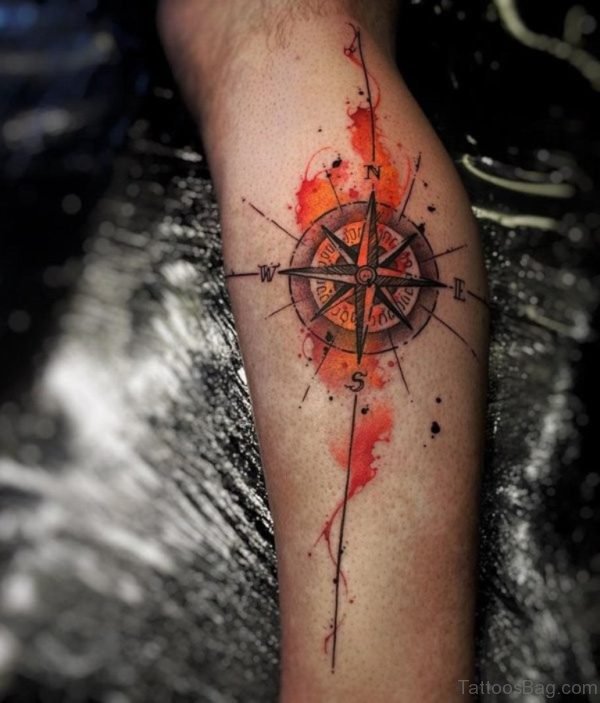 3D Style Compass Tattoo