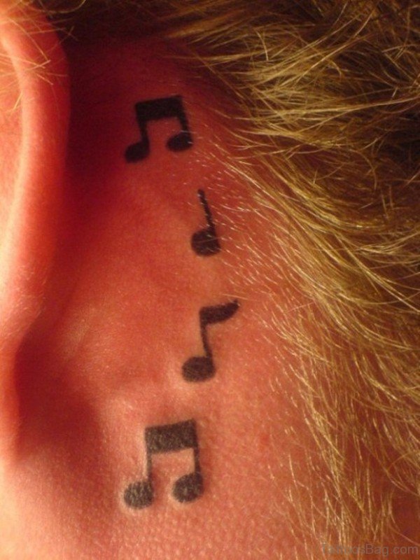 Abstract Music Note Neck Tattoo