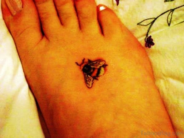 Adorable Bee Tattoo On Foot