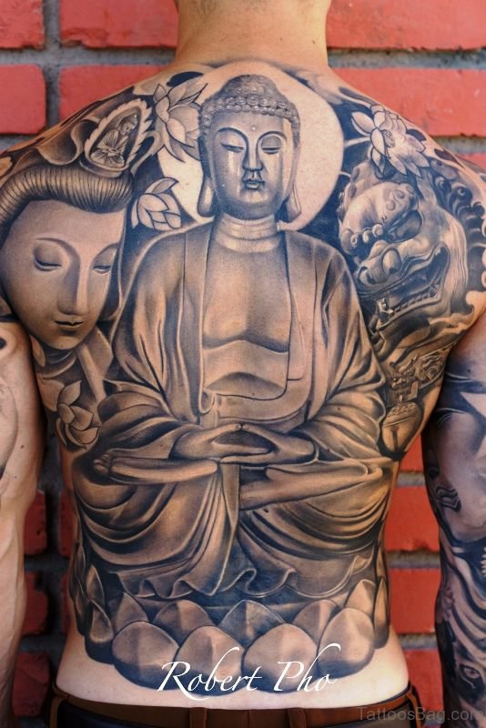 Adorable Buddha Tattoo On Back