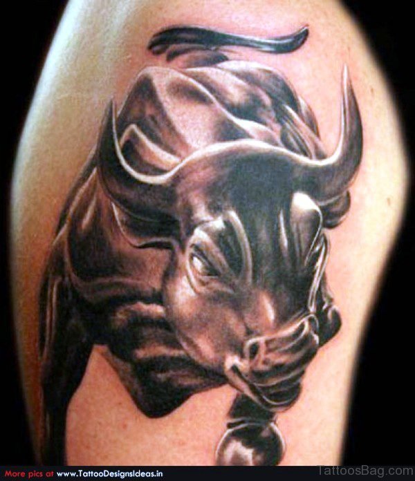 Adorable Bull Tattoo On Shoulder