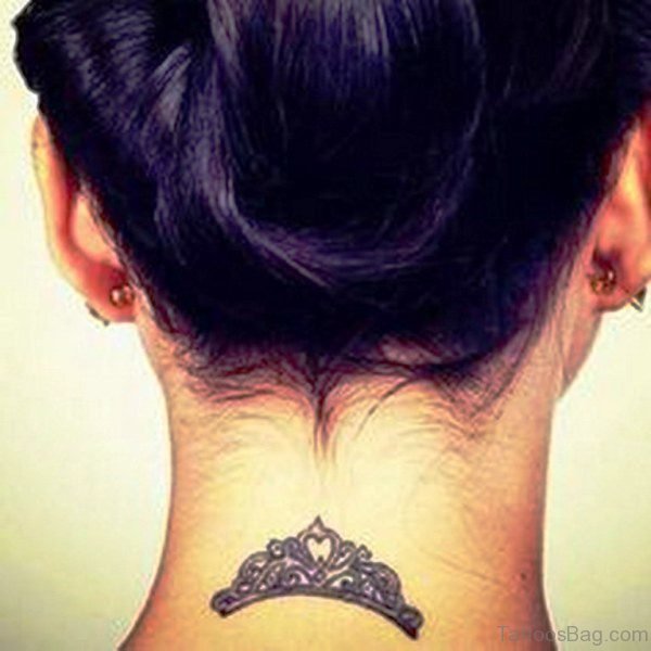 Adorable Crown Tattoo On Neck