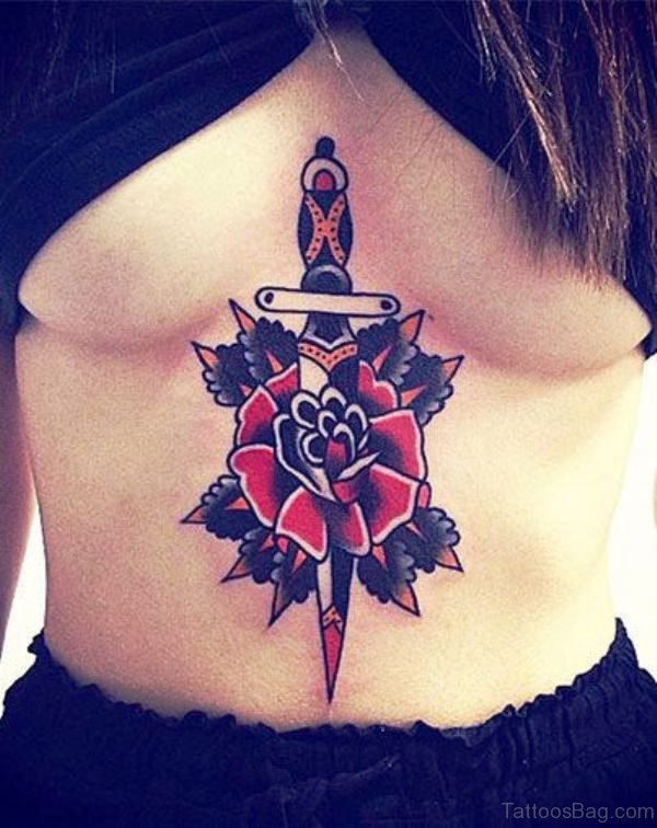 Adorable Dagger Tattoo On Stomach
