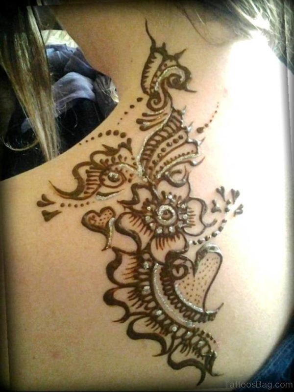 Adorable Henna Tattoo On Side Neck