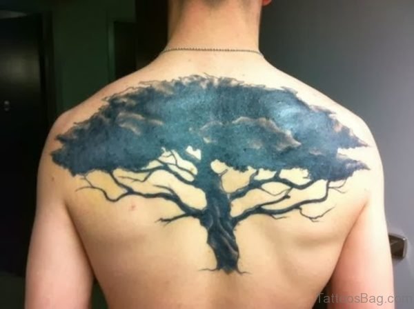 Africa Tree Tattoo On Back