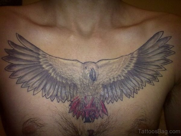 African Grey Bird Tattoo On Chest