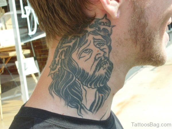 Amaizng Jesus Tattoo On Neck
