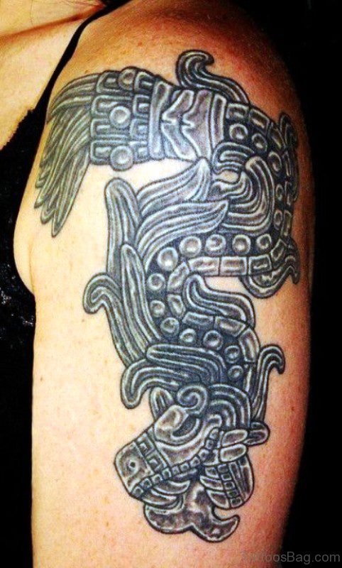 Amazing Aztec Dragon Tattoo Design 
