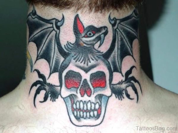 33 Stunning Bat Tattoos On Neck