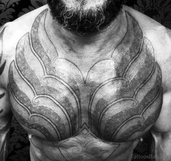 Amazing Battle Armour Tattoo On Chest