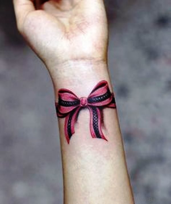Amazing Bow Tattoo On Wrist
