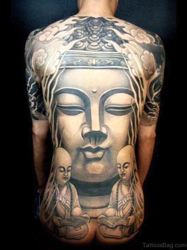 Amazing Buddha Tattoo On Back