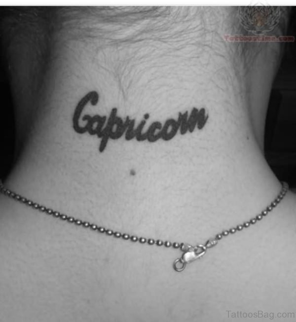 Amazing Capricorn Tattoo On Neck