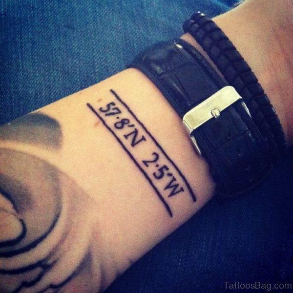 Amazing Coordinates Wrist Tattoo