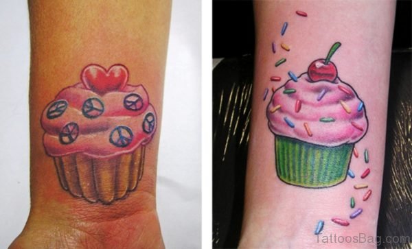 Amazing Cupcake Tattoo On Wrist 