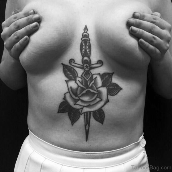 Amazing Dagger Tattoo On Stomach
