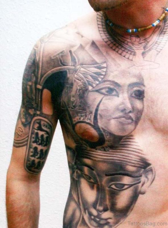Amazing Egyptian Tattoo On Man Chest
