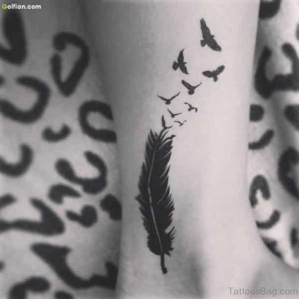 Amazing Feather And Birds Tattoo