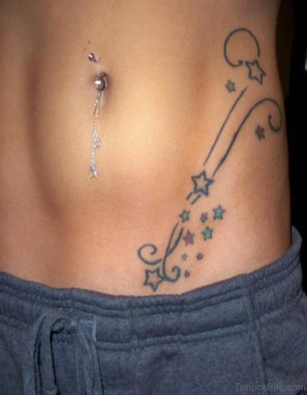 Amazing Female Rib Stars Tattoo Design