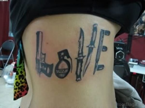 Amazing Love Word Tattoo On Rib