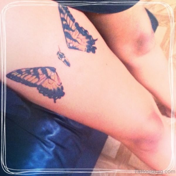 Amazing Butterfly Tattoo On Thigh