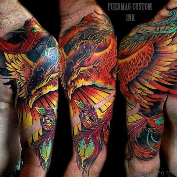 Amazing Phoenix Tattoo On Right Shoulder