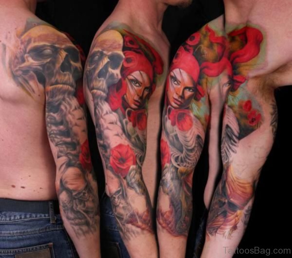 Amazing Portrait Tattoo On Full Sleeve 