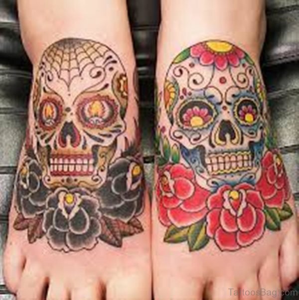 Amazing Rose And Skull Tattoo