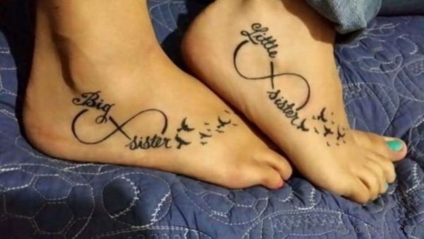 Amazing Sisters Tattoo On Foot