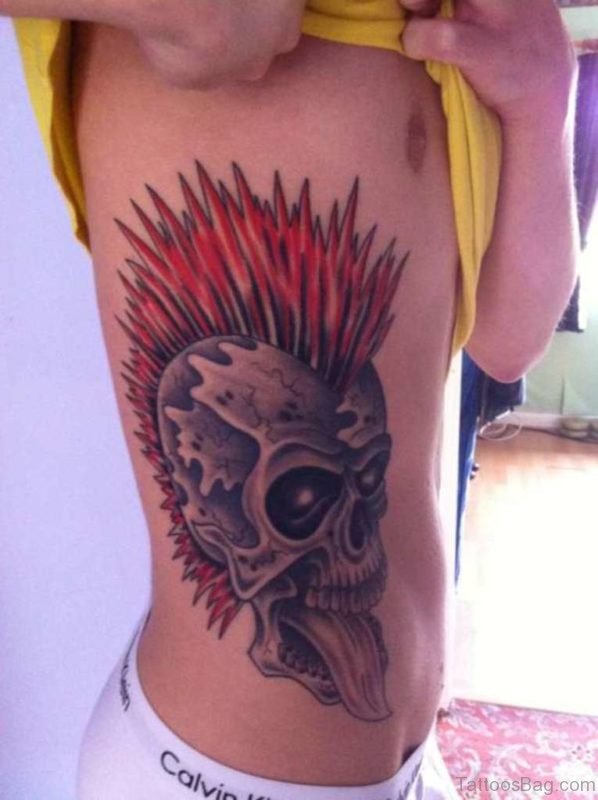 Amazing Skull Show Tongue Punk Tattoo