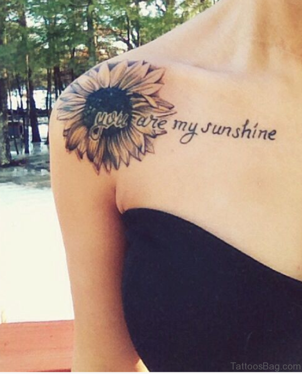 Amazing Sunflower tattoo On Shoulder