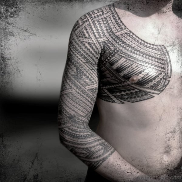 Amazing Tribal Tattoo On Chest