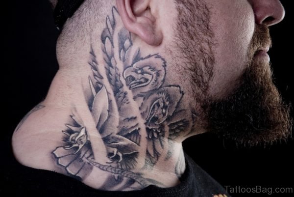 Amazing Wavy Tattoo On Neck