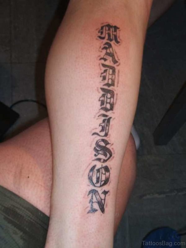 Ambigram Leg Tattoo