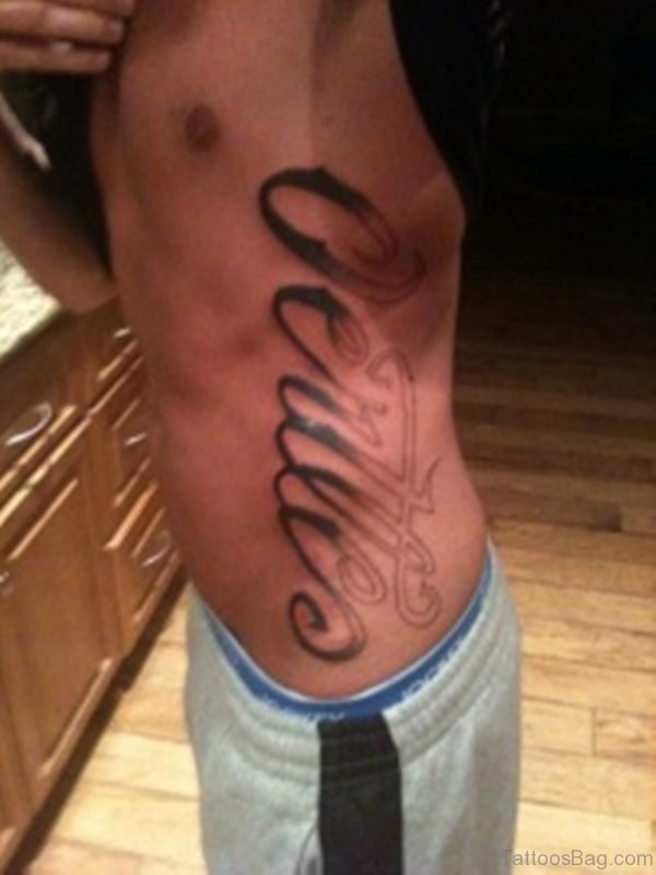 Ambigram Tattoo Design On Rib