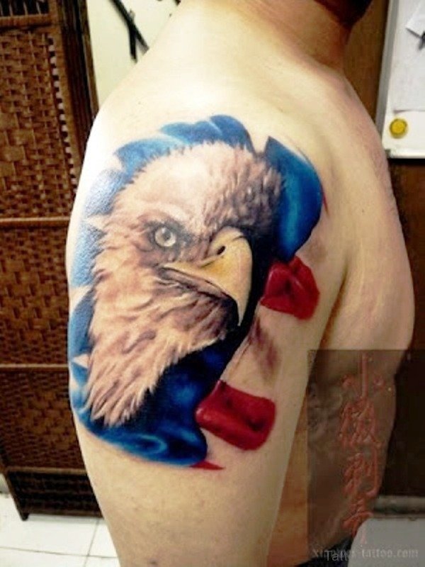 American Eagle Tattoo On Right Shoulder