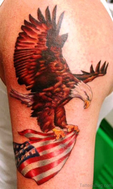 American Red Eagle Shoulder Tattoo