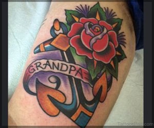 Anchor And Grandpa Tattoo