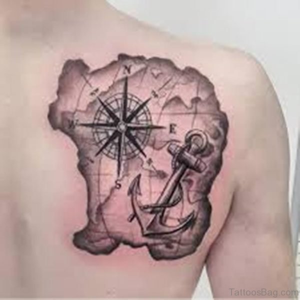 Anchor And Map Tattoo