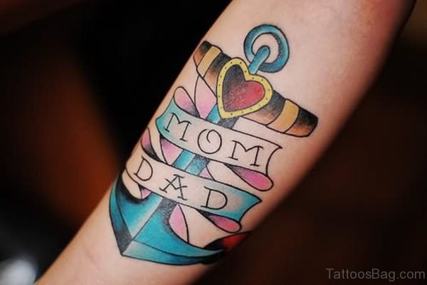 Anchor And Mom Dad Tattoo