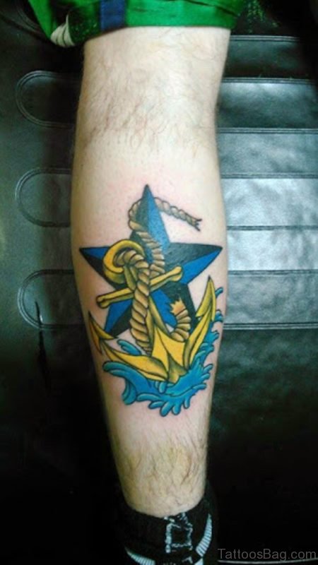 Anchor And Star Tattoo