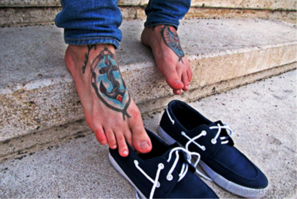 Anchor Tattoo On Foot Pic