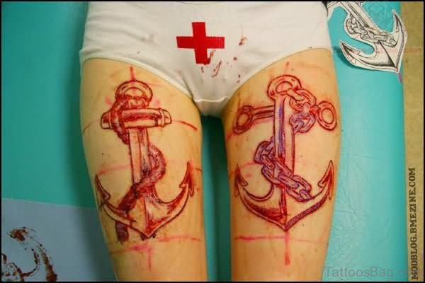 Anchor Tattoo On Thigh 